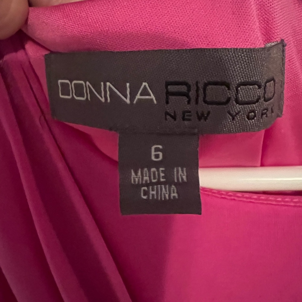 Donna Ricco Sleeveless Midi Wrap Ruched Party Sheath Modest Dress Pink/Black sz6 - Picture 3 of 10